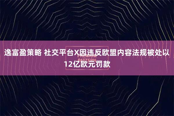 逸富盈策略 社交平台X因违反欧盟内容法规被处以12亿欧元罚款